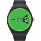 Storm Mens Rebel Green Plastic Watch   Black Rubber Strap   Green Dial 
