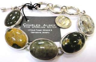 Charles Albert ocean jasper green silver bracelet NWT  