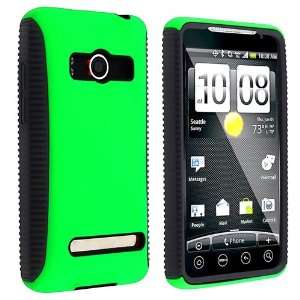Green Hard Hybrid Snap on Hard Rubber Case with FREE Reusable Screen 