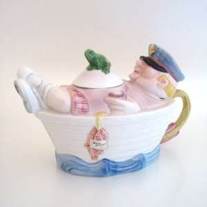  Dept 56 1989 GONE FISHING Tea Time #13 Tea Pot Ceramic 