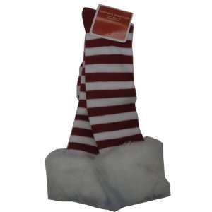    Womens Holiday Knee Socks   Red and White Stripes: Toys & Games