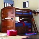   over Twin Wood Bunk Bed with Captains Bed Box in Brown Cherry Finish