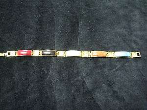 Colored Jade Link Bracelet Gold 8 Nice! NWT  