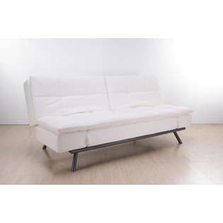   Living Zentro Leather Convertible Sofa in White By Abbyson Living