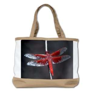  Shoulder Bag Purse (2 Sided) Tan Red Flame Dragonfly 