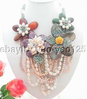 Charming! Pearl&Agate&Jasper&Crystal Necklace  