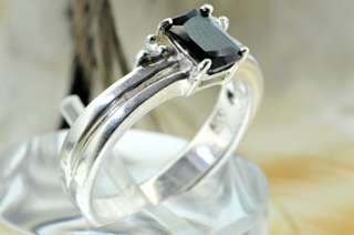 925 Silver Elegant Black and White CZ Ring Size 8  