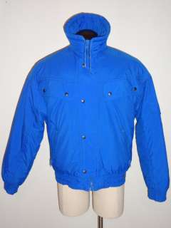 Mens White Fir Blue Down Puffer Coat Ski Jacket Parka L  