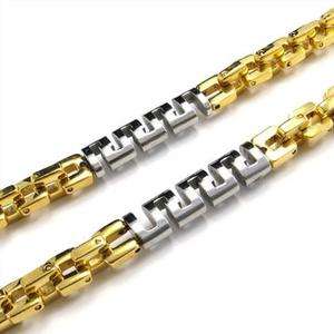 Mens Gold Silver Charm Stainless Steel Necklace Links Chain U119080 