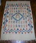 vintage handwoven wool mexican mexico rug blanket wall hanging birds