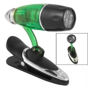   Neck 5 LEDs White Light Mini Clip Lamp Green Black