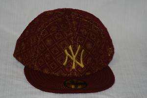 New Era 5950 Yankee Dark Red Checkerboard Hat 7 3/8 New  