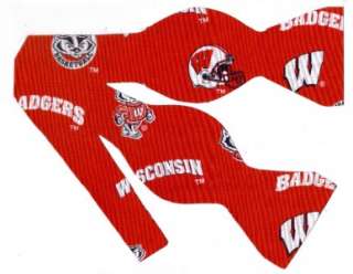 SELF TIE BOW TIE WISCONSIN BADGERS (ICONS ON RED)  