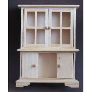  Unfinished Wood Dollhouse Furniture: Cabinet with 4 Opening Doors 
