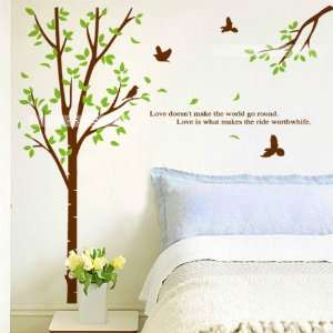 Wall Decor Removable Decal Sticker   Big Green Tree, Branch with Love 