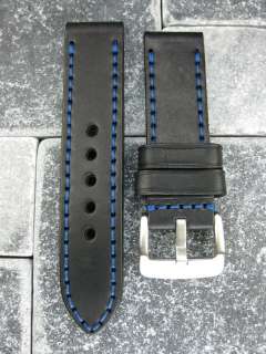22mm NEW COW LEATHER STRAP BAND fit PANERAI Black Blue  
