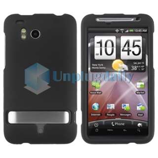 3in1 Case Clear Crystal+Black+Purple Rubber Hard Cover For HTC 