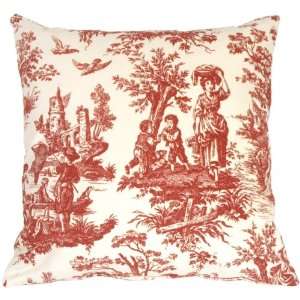  Pillow Decor   Red and Cream Classic Toile 17x17 Throw 