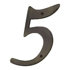  8 Solid Brass House Number 5   Antique Brass: Home 