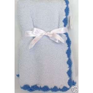   Soft Baby Blanket Light Blue with Dark Blue Border: Home & Kitchen