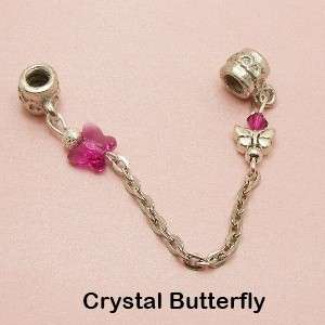 SCREW ON Threaded SAFELY Chain STOPPER BEADS with Crystal fits CHARMS 