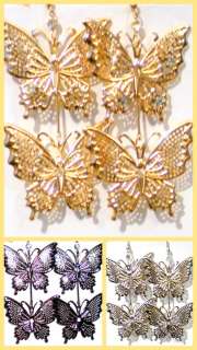 Filigree Double Butterfly Dangle Earrings * U Pick  