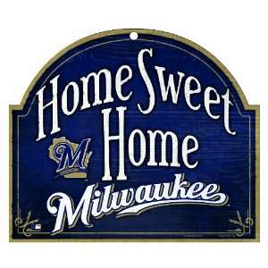 MLB Milwaukee Brewers 11 by 9 Wood Home Sweet Home Sign 