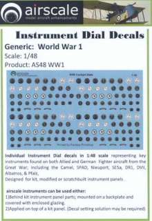 airscale decals 1 48 world war i instrument dials picture