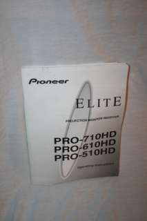 PIONEER ELITE PRO 710HD 610HD 510HD Big Screen TV Book  