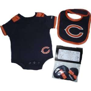 Chicago Bears Baby Onesie / Creeper, Bib, Bootie Set 6 9 Month:  