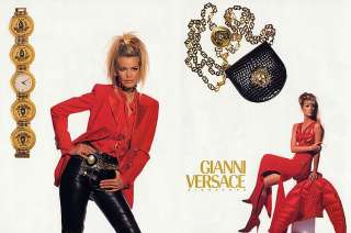 1992 Versace Penn Turlington Claudia Schiffer magazine ad  