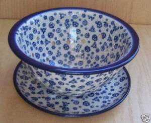 Polish Pottery CONFETTI Berry Colander Bowl Plate set  