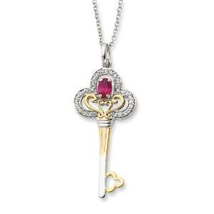   July CZ Birthstone Key 18 Inches Necklace Vishal Jewelry Jewelry