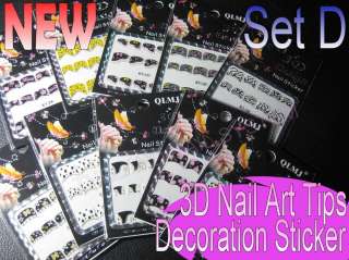   Nail Art Half Well Glitter Rhinestone 3D Sticker Set D New  