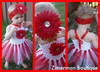 Beautiful Baby Girl Red & White Tutu Dress  