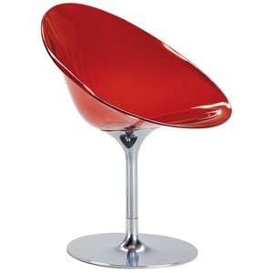   Eros Swivel Chair Transparent Red by Philippe Starck