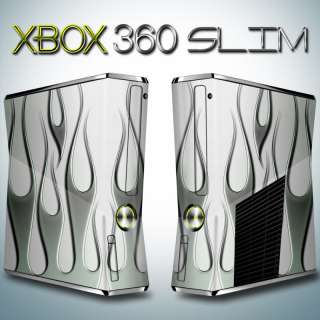 Xbox 360 SLIM Skin   SILVER FLAMES  