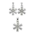 Jewelry Adviser Sterling Silver Snowflake Earrings and Pendant Set