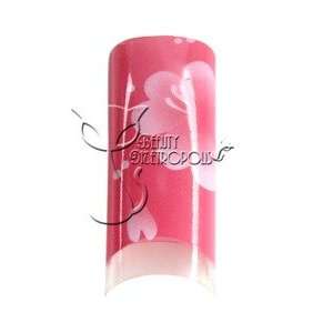 Pink Floral Pre designed Acrylic/UV Gel Artificial/False French Nail 