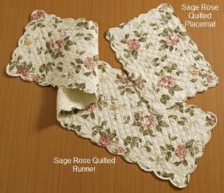 Sage Rose Quilted Table Runner