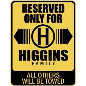   RESERVED ONLY FOR HIGGINS FAMILY  PARKING SIGN