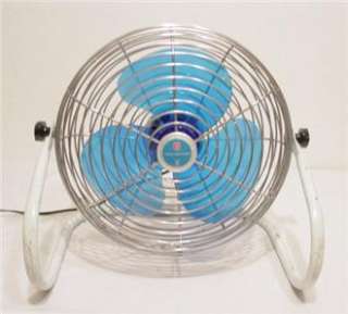 Vintage TOASTMASTER Metal Caged Direction Adjustable Fan w Sea Blue 