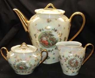 FISHER EAST GERMANY LUSTER GOLD COUPLE TEA POT SET  