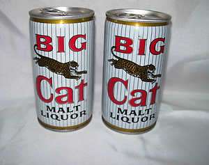   Cat Malt Liquor~Pabst Brewing Company~2 Beer Cans~Steel 12 Oz.  