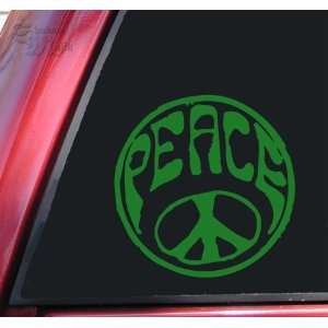  Hippy Peace Sign Green Vinyl Decal Sticker: Automotive