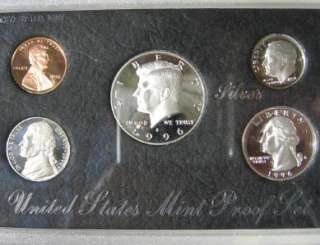 USA 1996 S SILVER PROOF SET 5 coins in US Mint package  