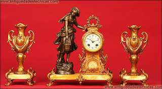 Reloj de Sobremesa Francés en Calamina y Mármol. 1870  