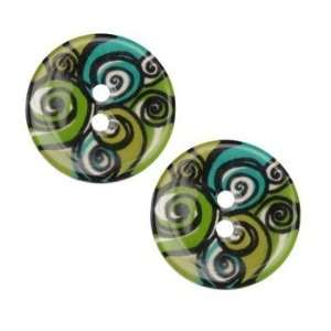  Novelty Button 1 Swirls Green By The Package Arts 