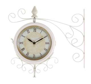 Antique White Scroll Double Sided Outdoor Clock  