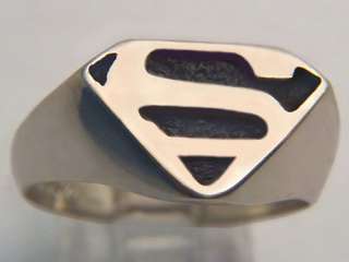 SOLID 10k YELLOW OR WHITE GOLD SUPERMAN SUPERHERO RING  